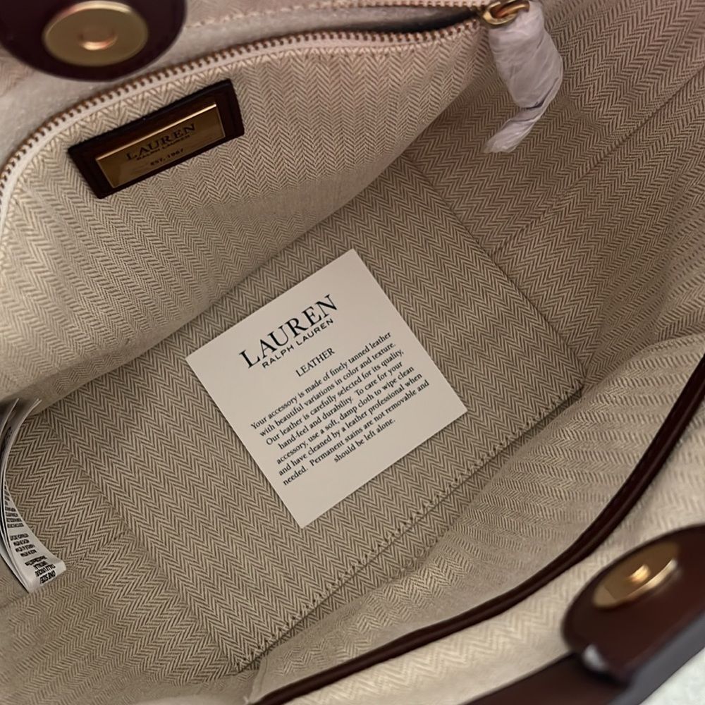 Lauren Ralph Lauren Leather Medium Witley Bucket Bag in Dark Mahogany, New - Picture 11 of 16